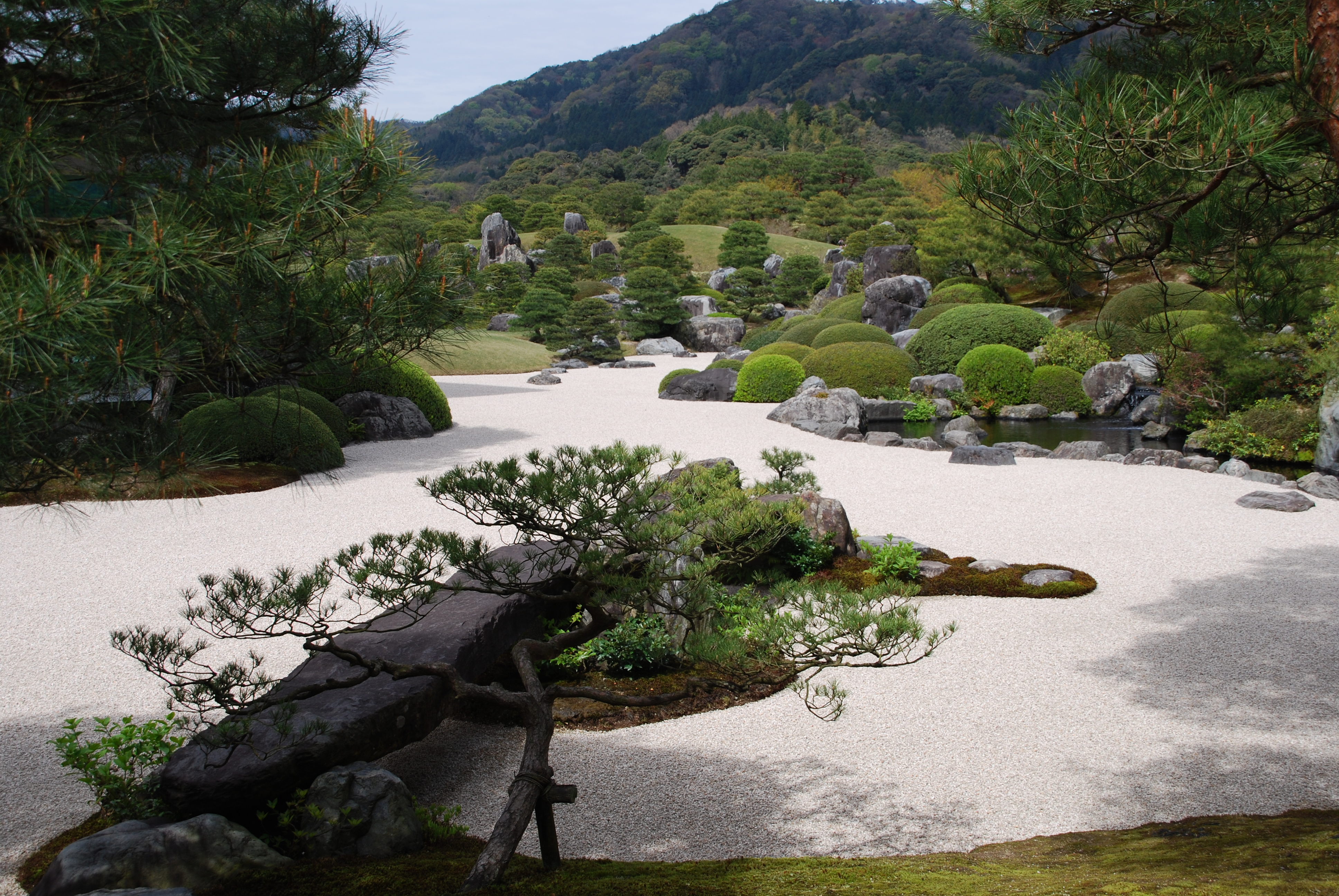 白い砂利、岩、松が織りなす日本庭園。パオロ・カペーチェ撮影。